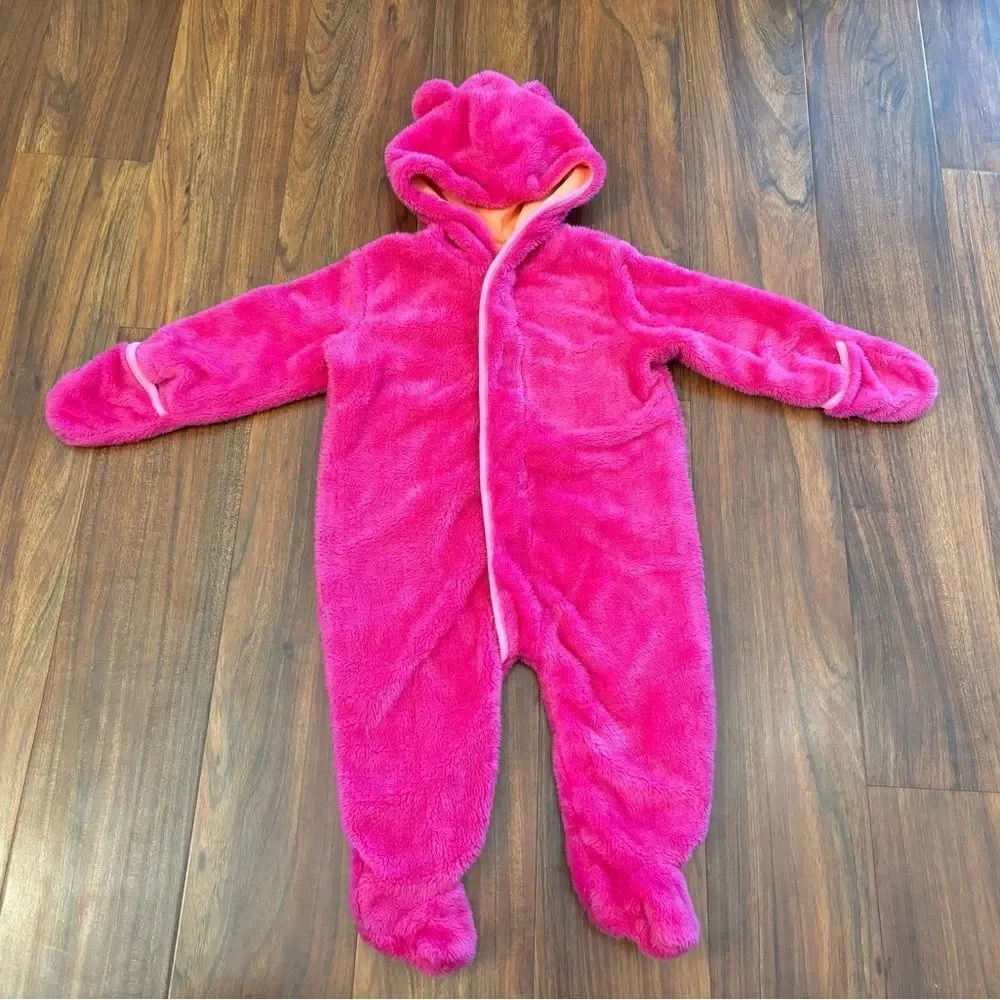 Magnetic Me dark pink fuzzy fleece hooded snowsuit NWOT
